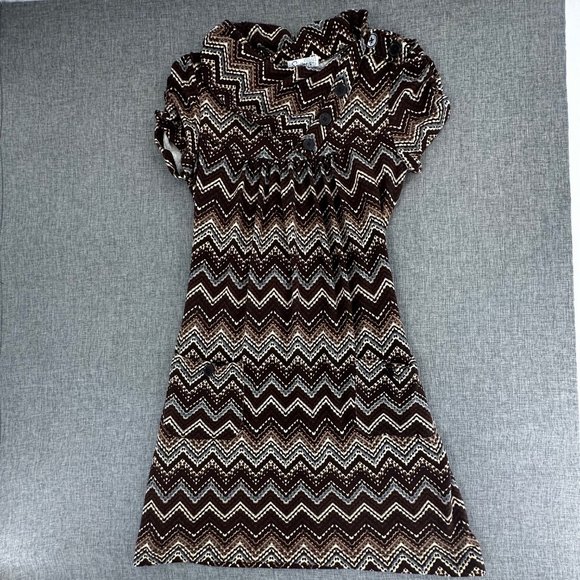 Speechless Sweater Dress Small Brown Cowl Neck Short Sleeve 2 Pockets‎ - Picture 1 of 16